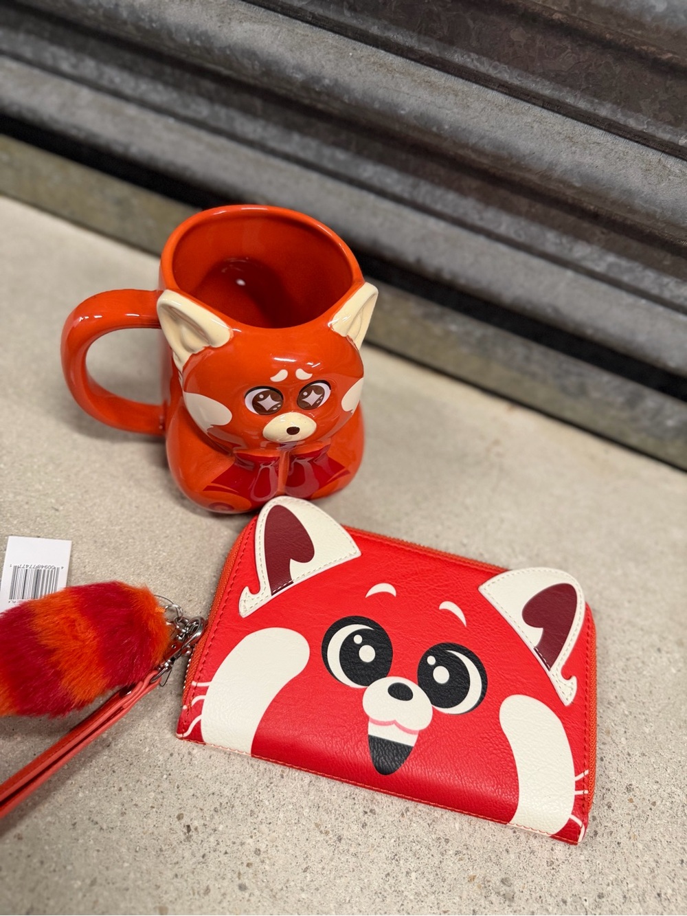 Disney Red panda loungefly Wallet with Pom Keychain and mug